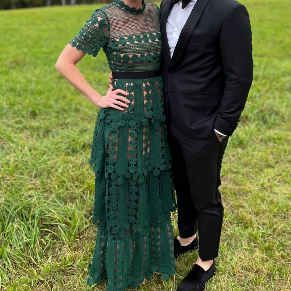 Self-Portrait Emerald Green Maxi Dress Size 2 (UK 8)